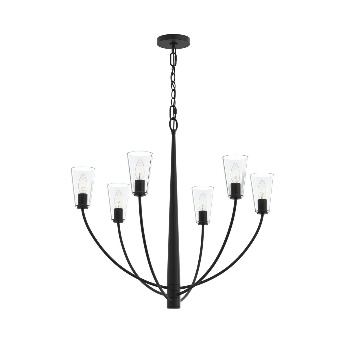 Jheni Six Light Chandelier in Matte Black