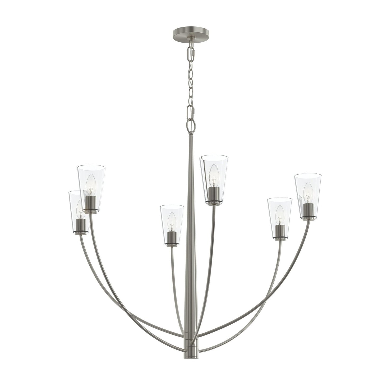 Jheni Six Light Chandelier in Brushed Nickel