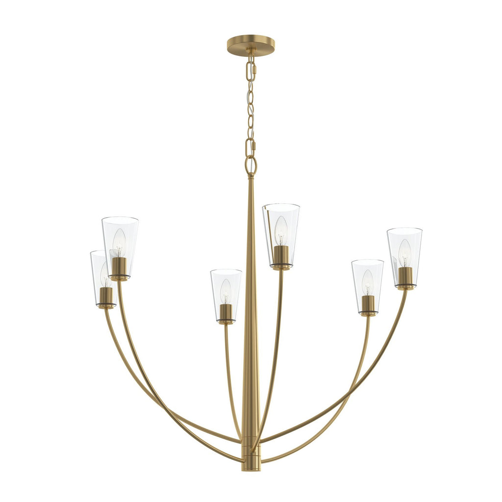 Jheni Six Light Chandelier in Brushed Gold
