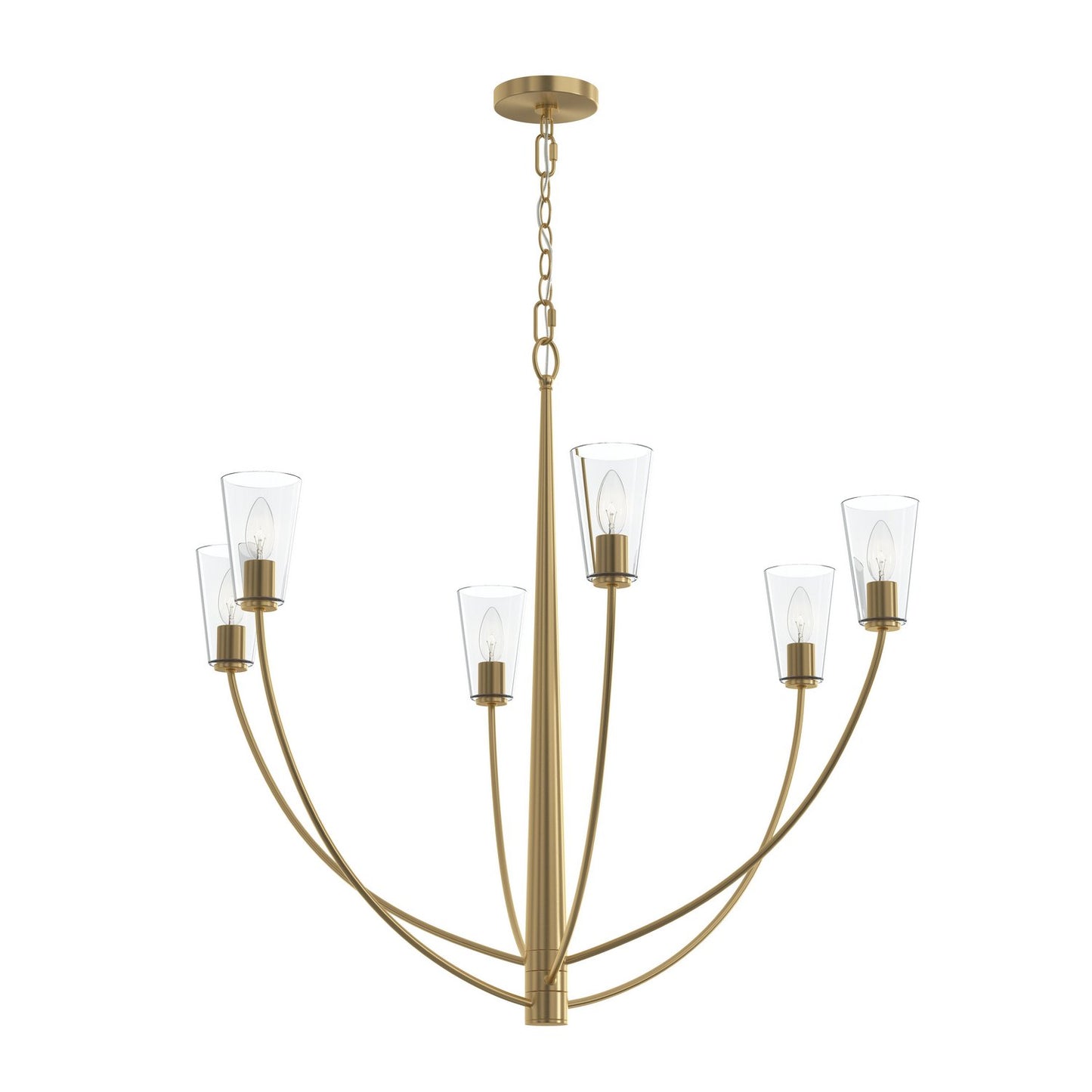 Jheni Six Light Chandelier in Brushed Gold