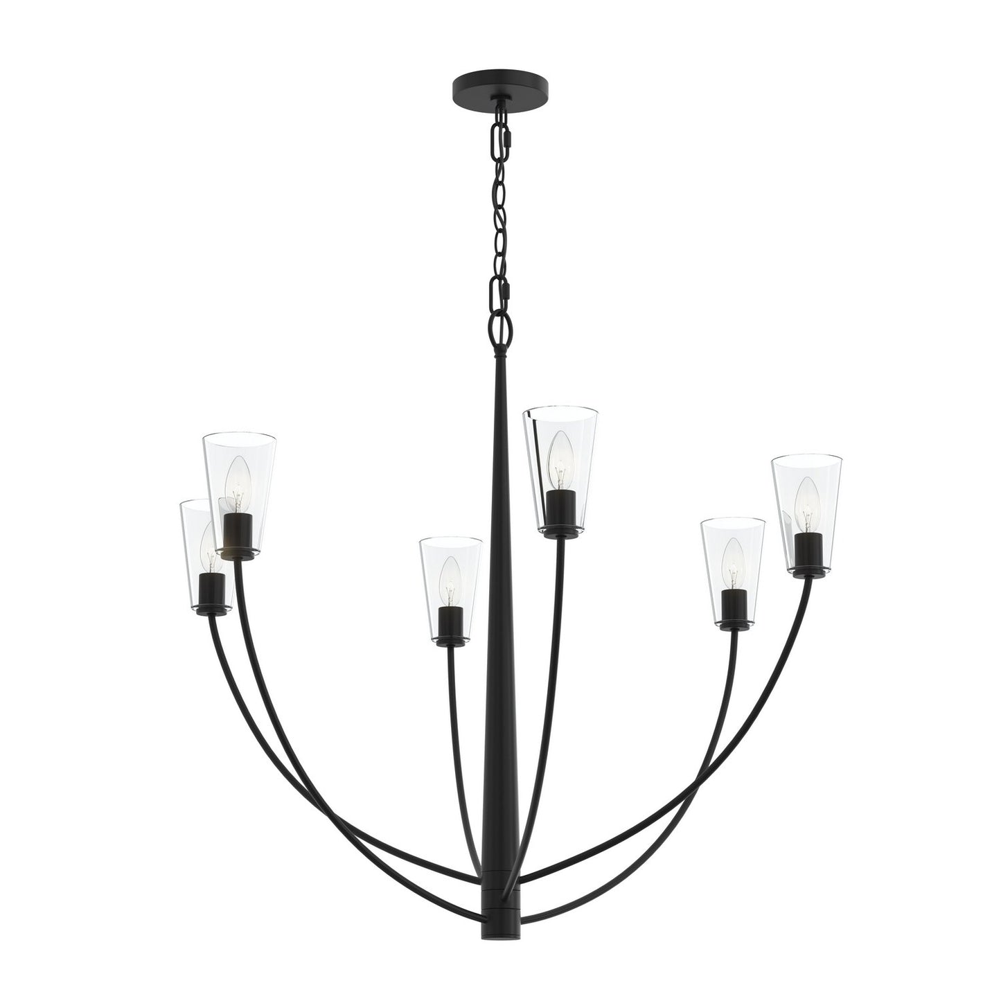 Jheni Six Light Chandelier in Matte Black