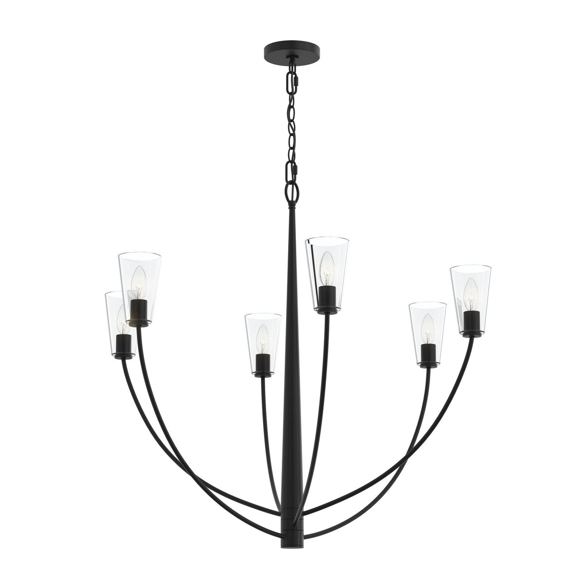 Jheni Six Light Chandelier in Matte Black