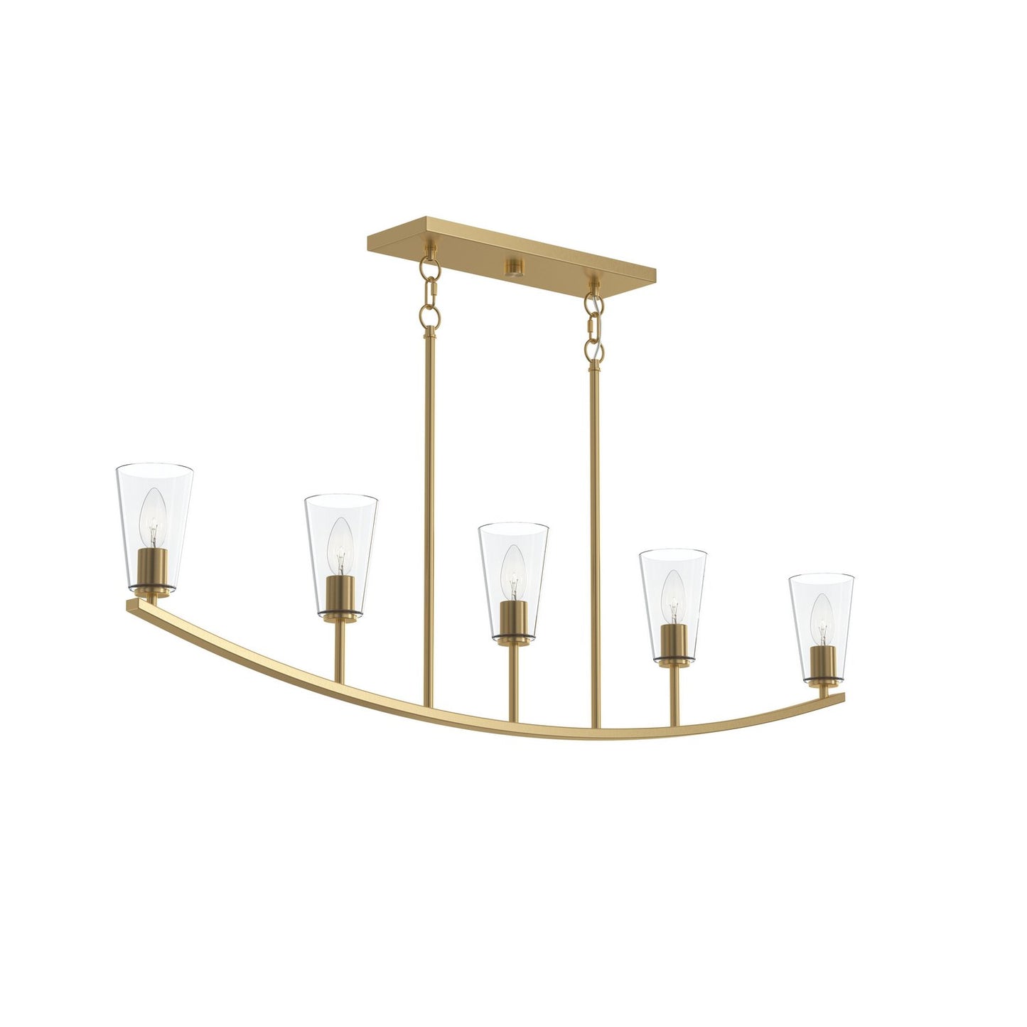 Jheni Five Light Linear Chandelier in Brushed Gold
