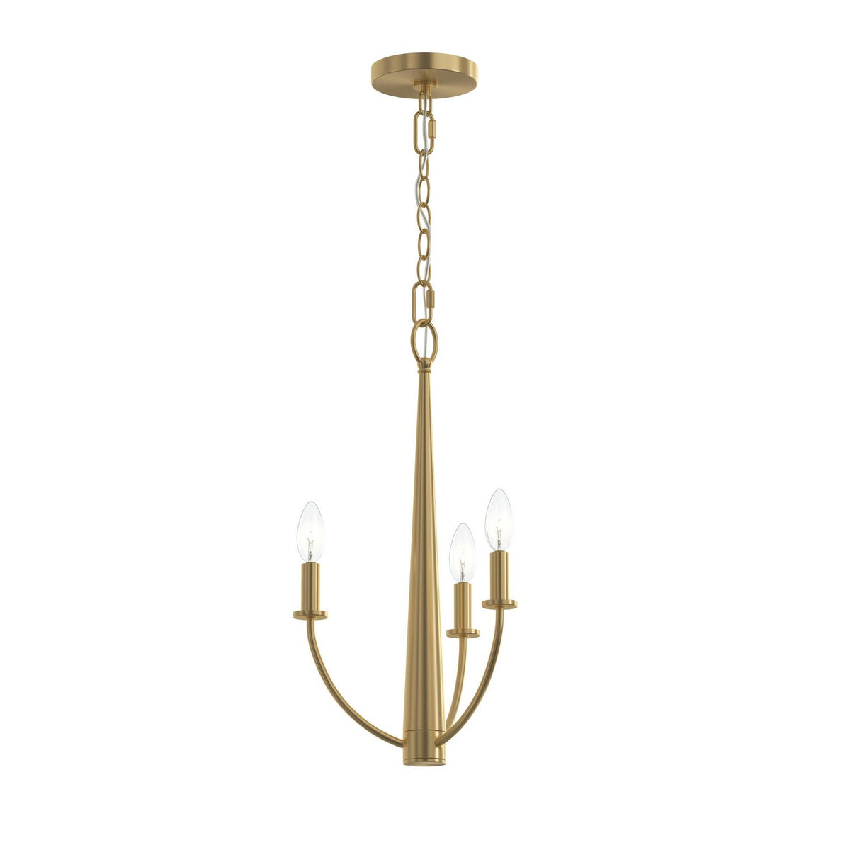 Jheni Three Light Chandelier in Brushed Gold