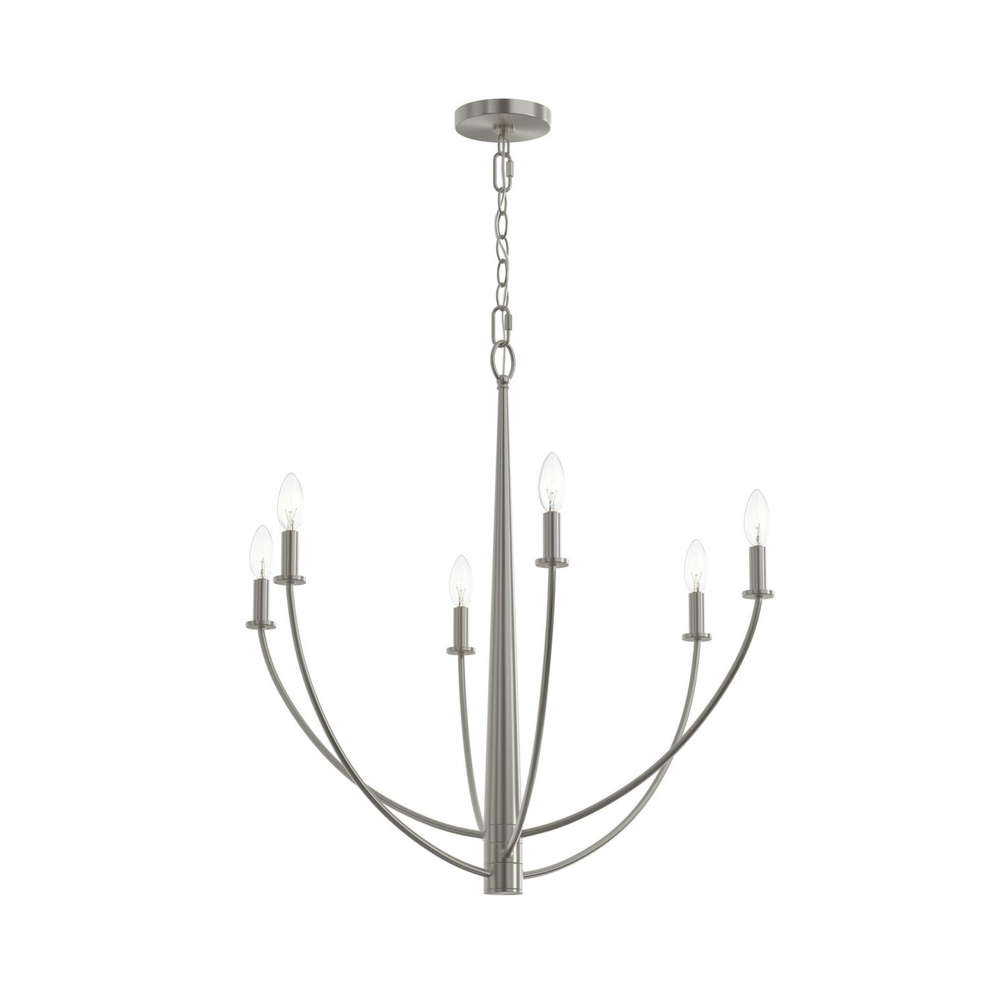 Jheni Six Light Chandelier in Brushed Nickel