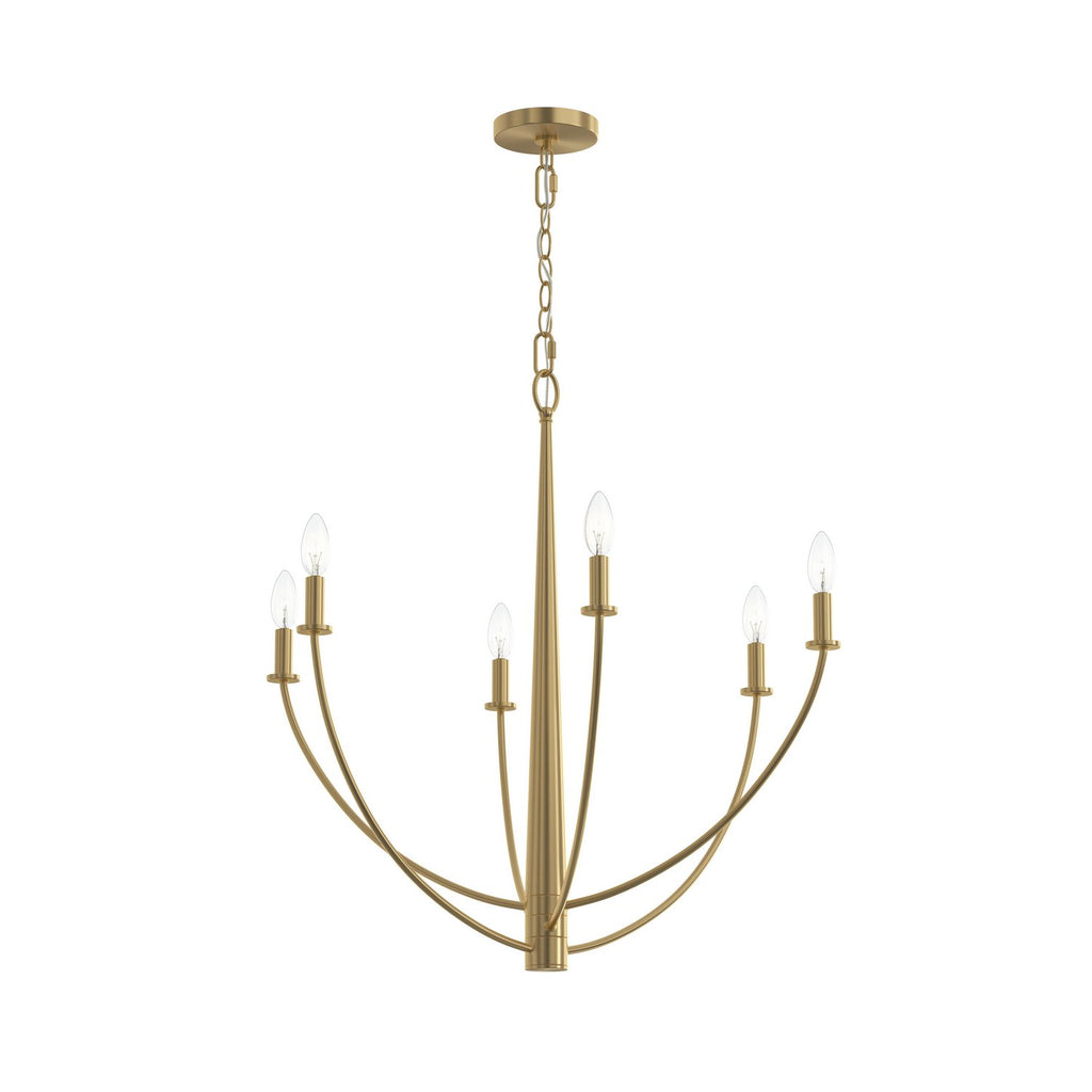 Jheni Six Light Chandelier in Brushed Gold