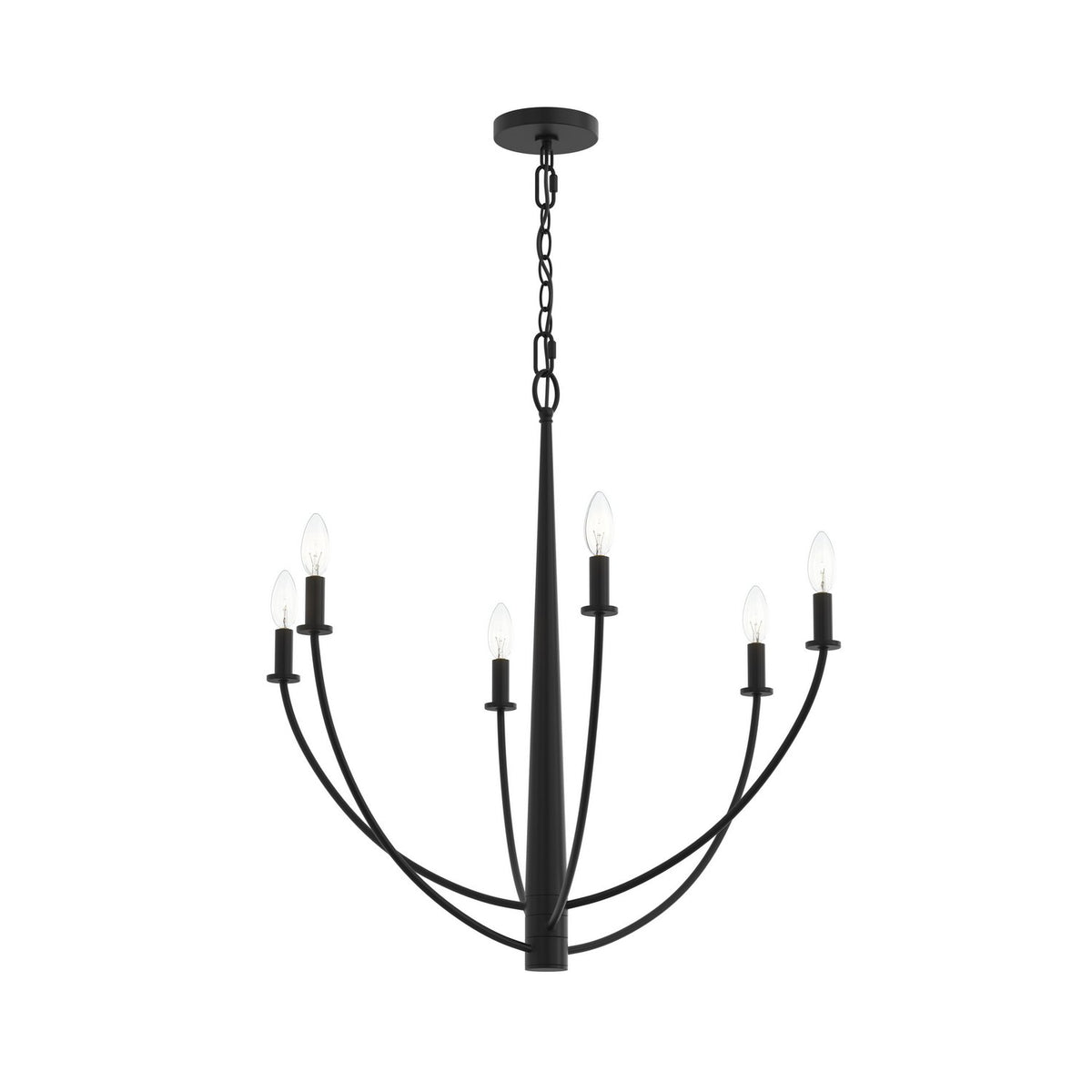 Jheni Six Light Chandelier in Matte Black