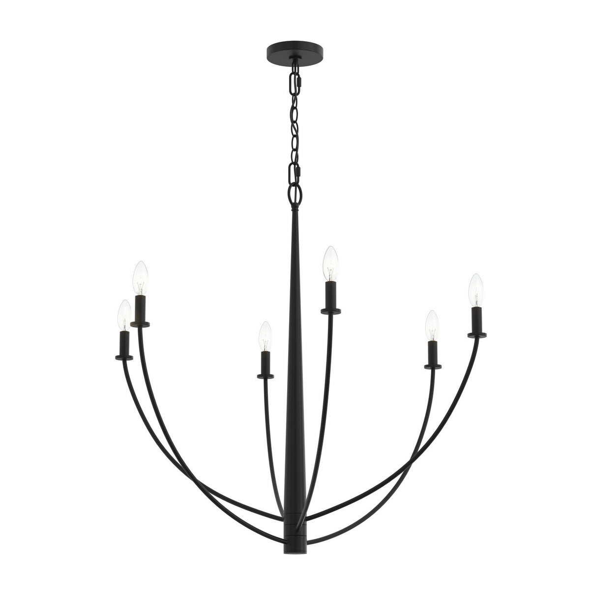 Jheni Six Light Chandelier in Matte Black