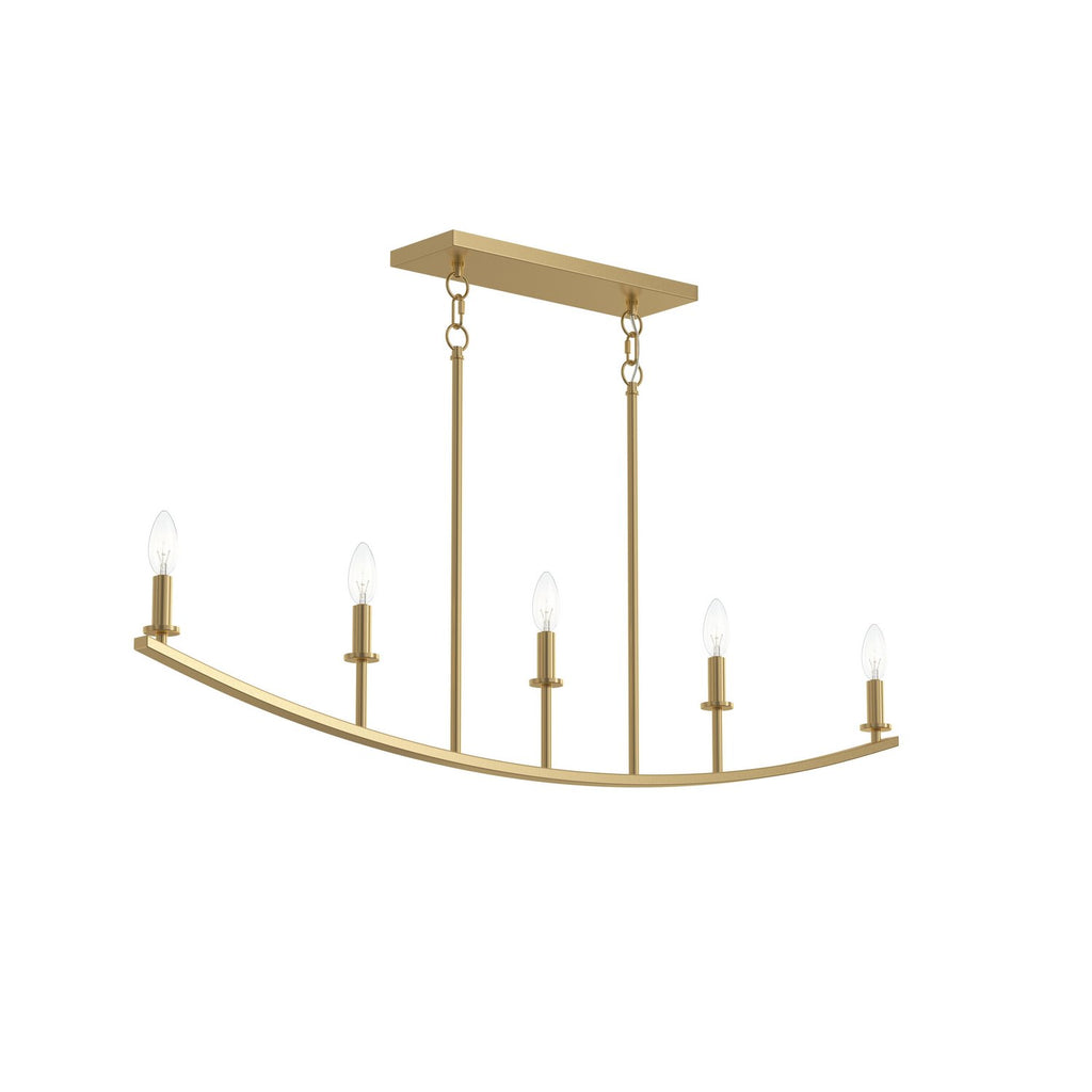 Jheni Five Light Linear Chandelier in Brushed Gold