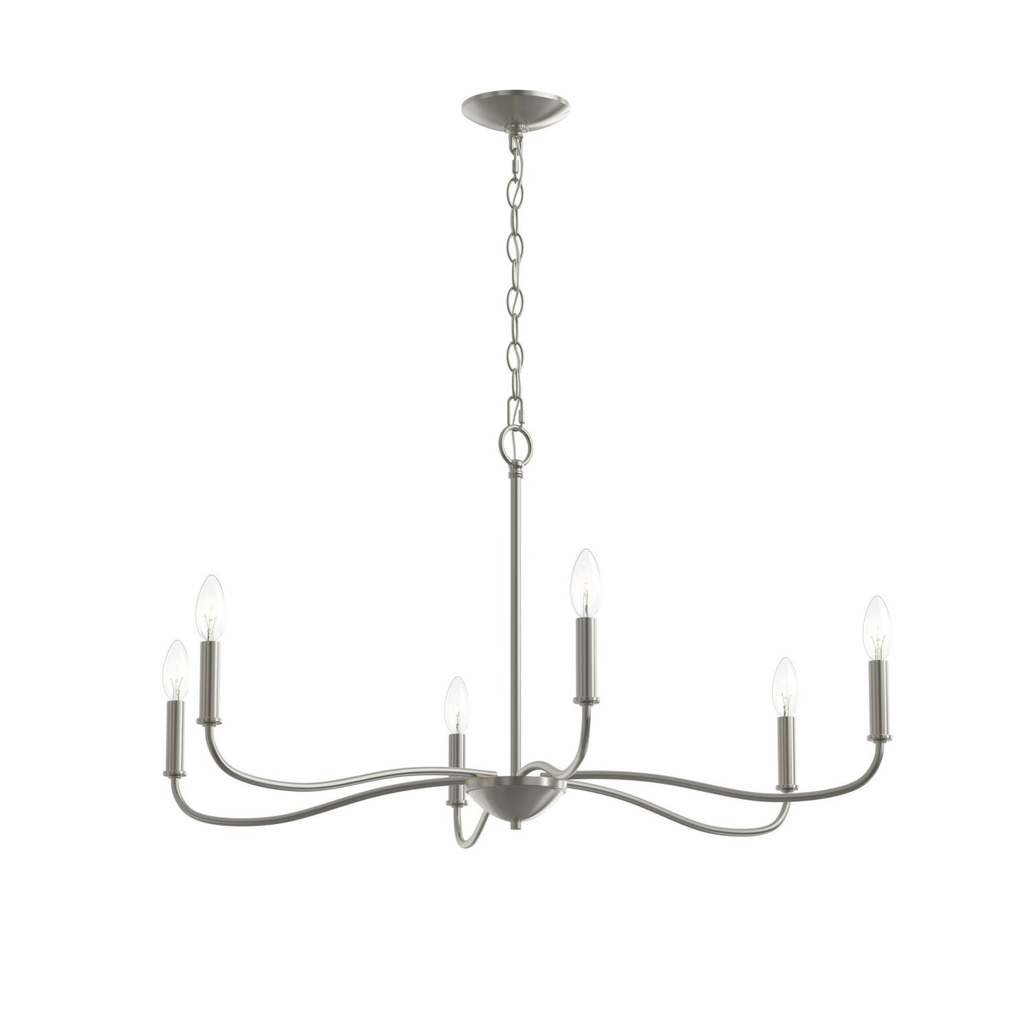 Ilia Six Light Chandelier in Brushed Nickel