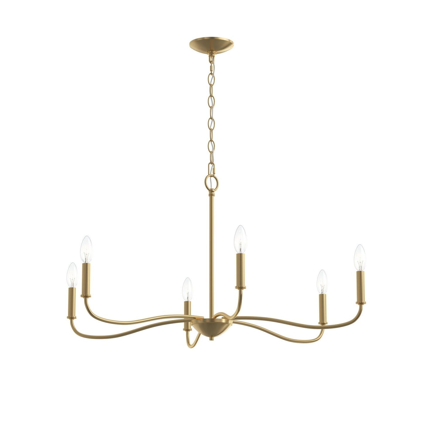 Ilia Six Light Chandelier in Brushed Gold