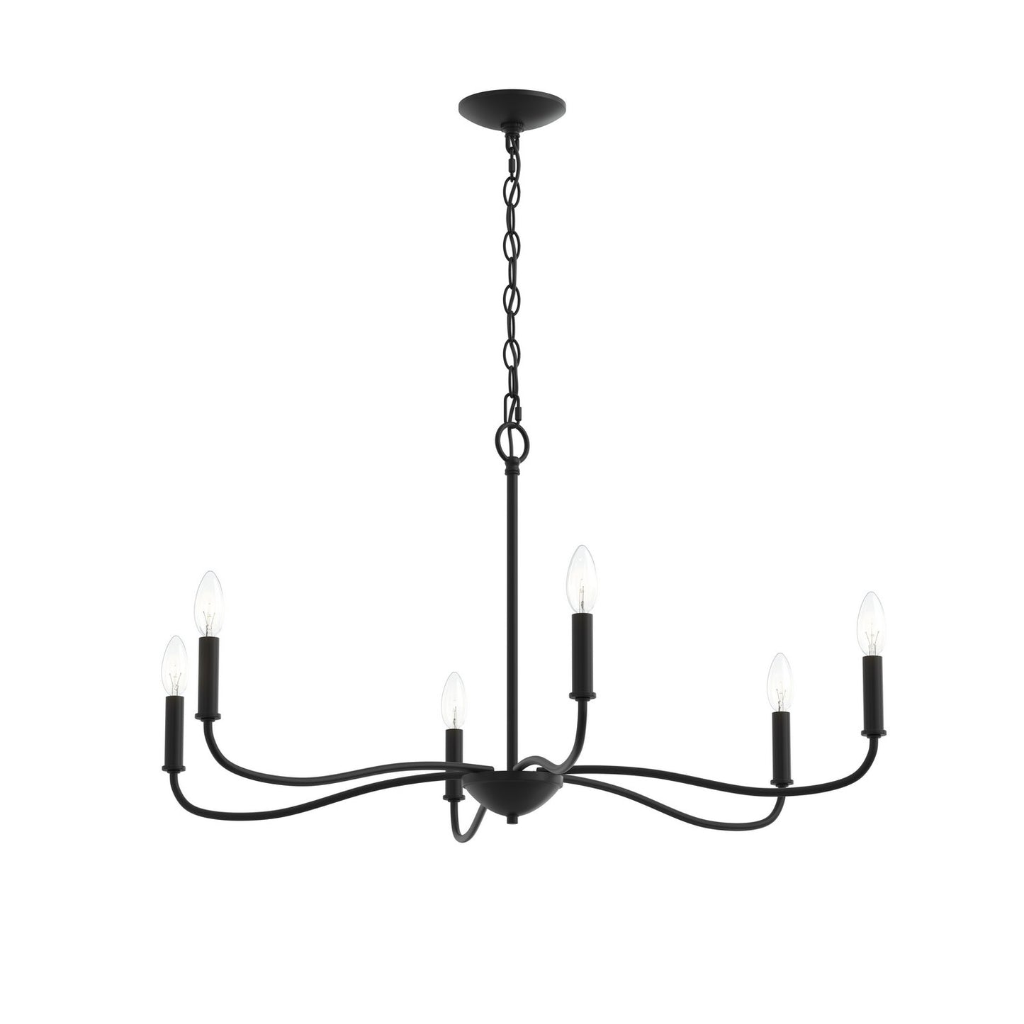 Ilia Six Light Chandelier in Matte Black