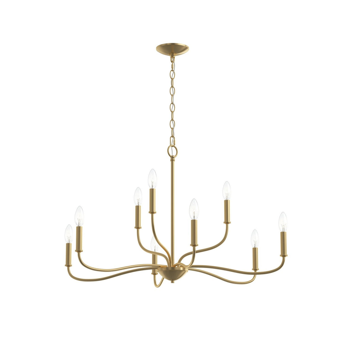 Ilia Nine Light Chandelier in Brushed Gold