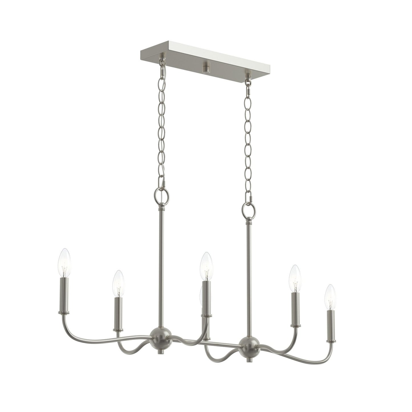 Ilia Six Light Linear Chandelier in Brushed Nickel