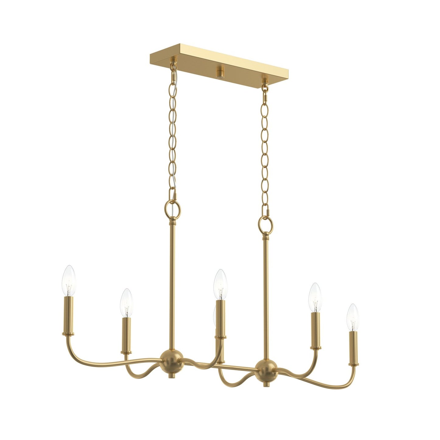 Ilia Six Light Linear Chandelier in Brushed Gold