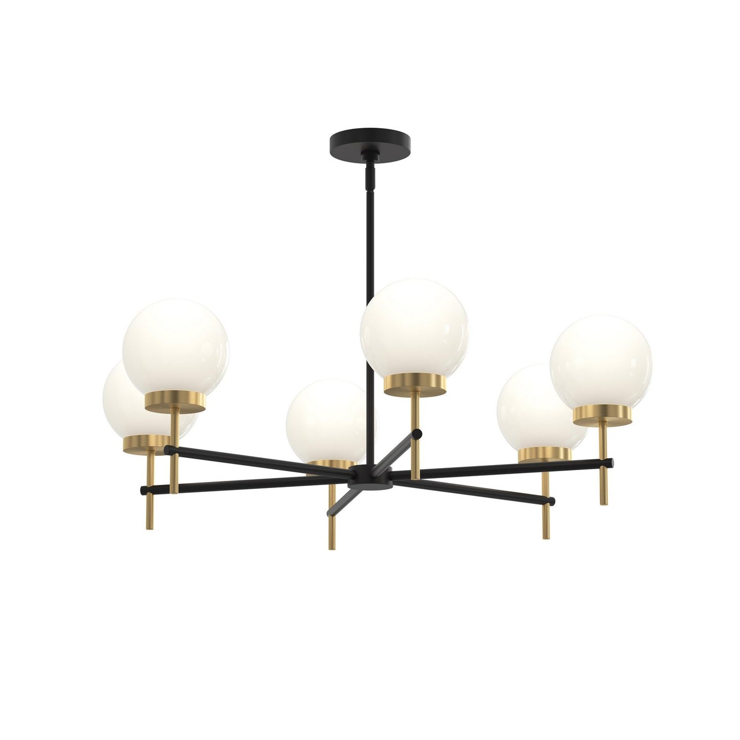 Rigsby Six Light Chandelier in Matte Black and Brushed Gold