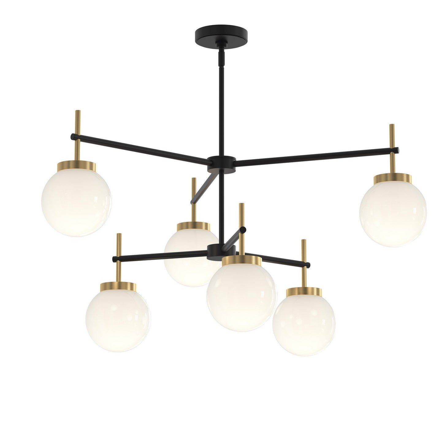 Rigsby Six Light Chandelier in Matte Black and Brushed Gold