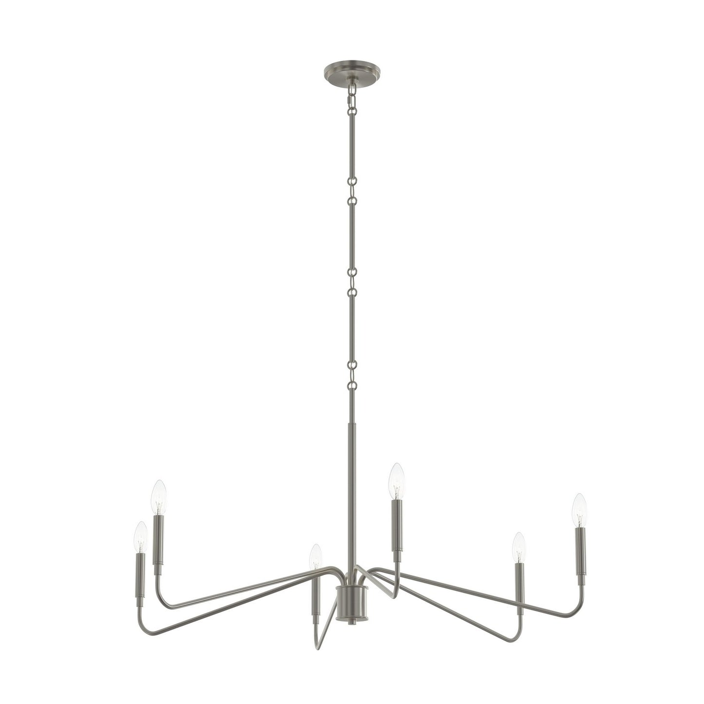 Pilar Six Light Chandelier in Brushed Nickel