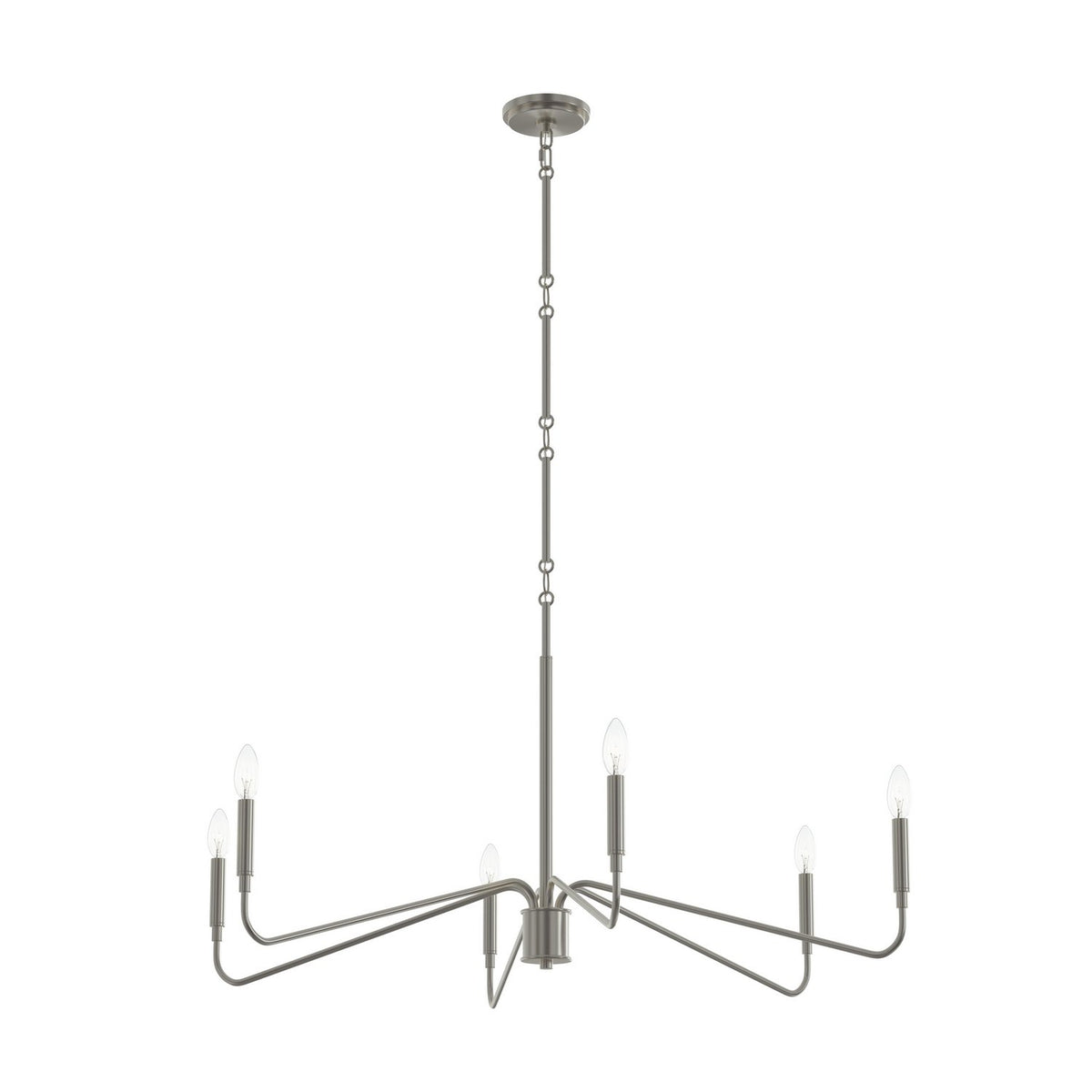 Pilar Six Light Chandelier in Brushed Nickel