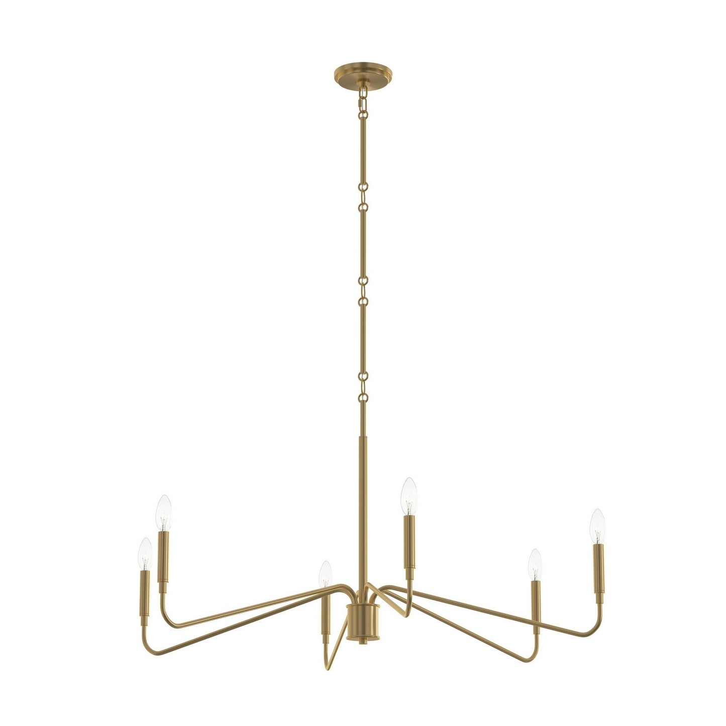 Pilar Six Light Chandelier in Brushed Gold