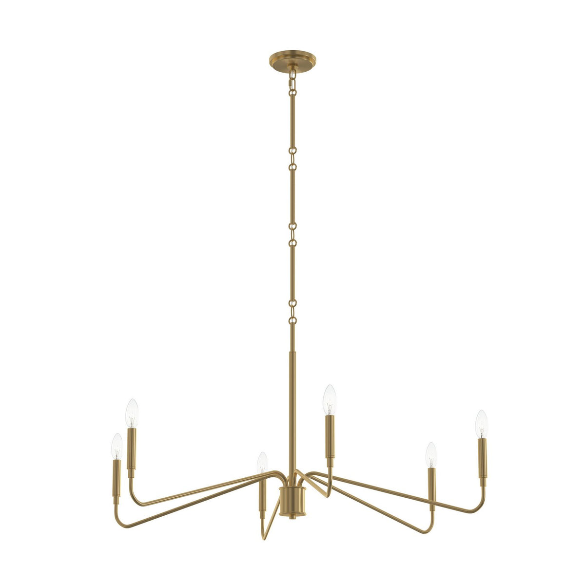 Pilar Six Light Chandelier in Brushed Gold