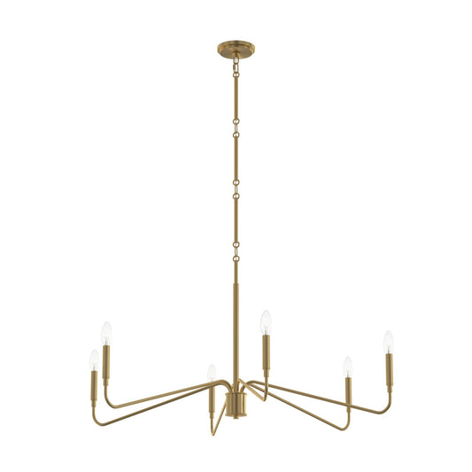 Pilar Six Light Chandelier in Brushed Gold