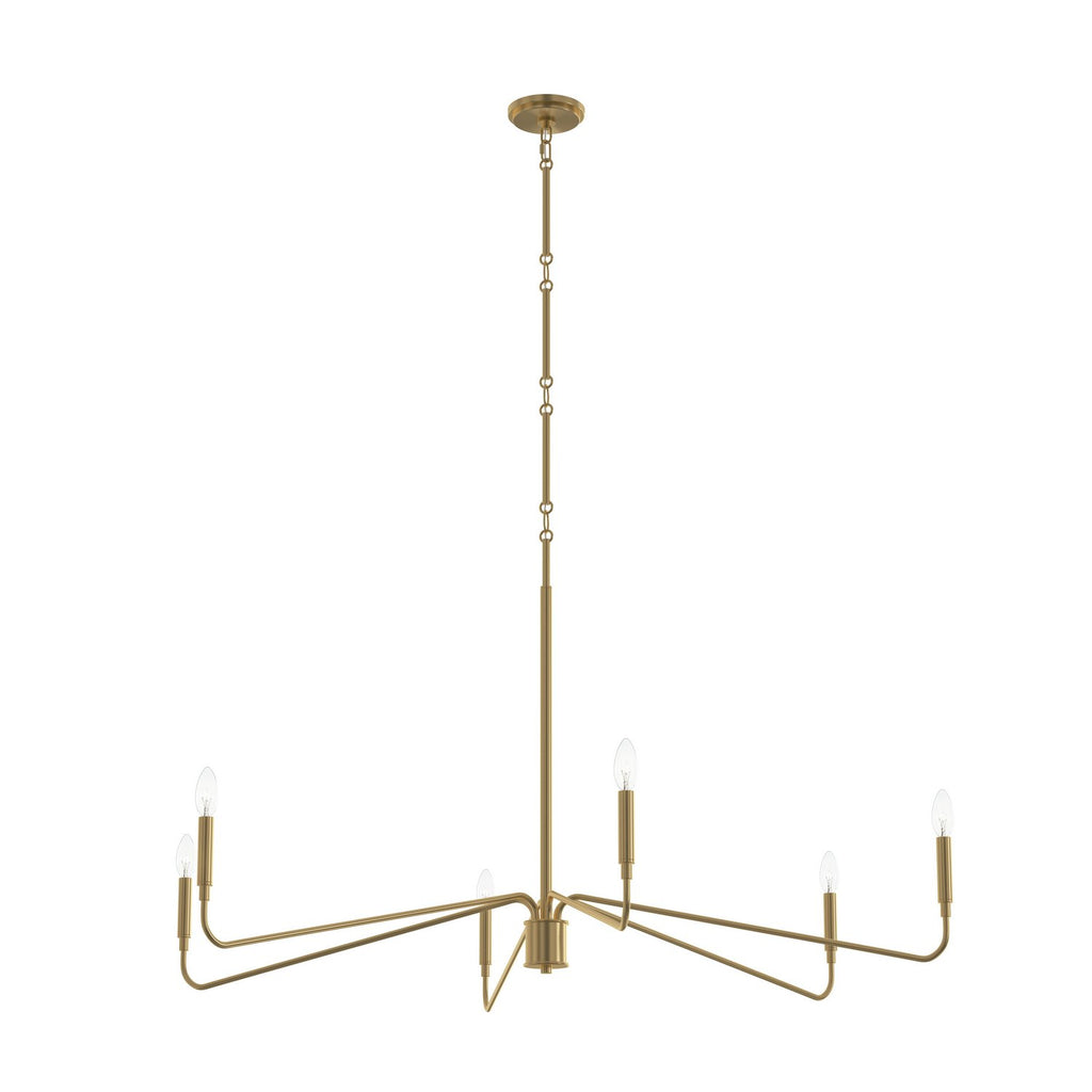 Pilar Six Light Chandelier in Brushed Gold