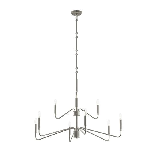 Pilar Nine Light Chandelier in Brushed Nickel