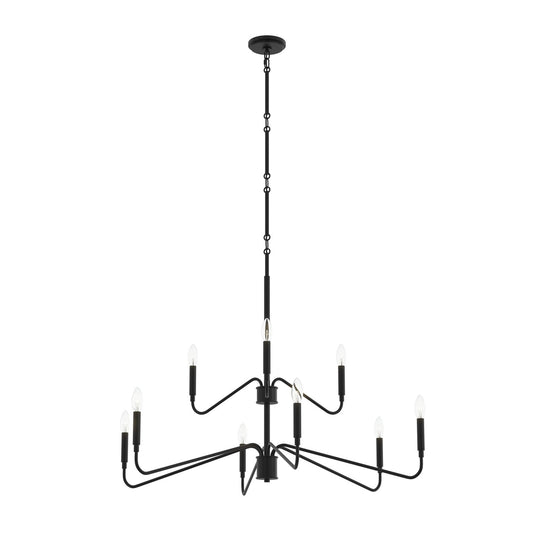 Pilar Nine Light Chandelier in Matte Black