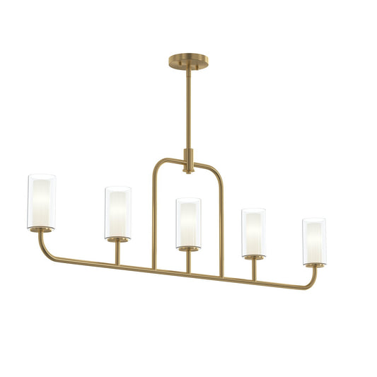 Mack Five Light Linear Chandelier in Brushed Gold