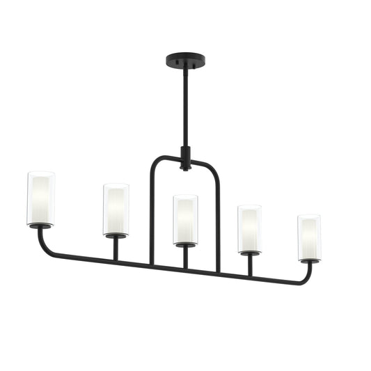 Mack Five Light Linear Chandelier in Matte Black