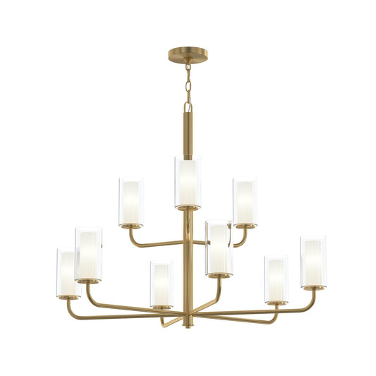 Mack Nine Light Chandelier in Brushed Gold