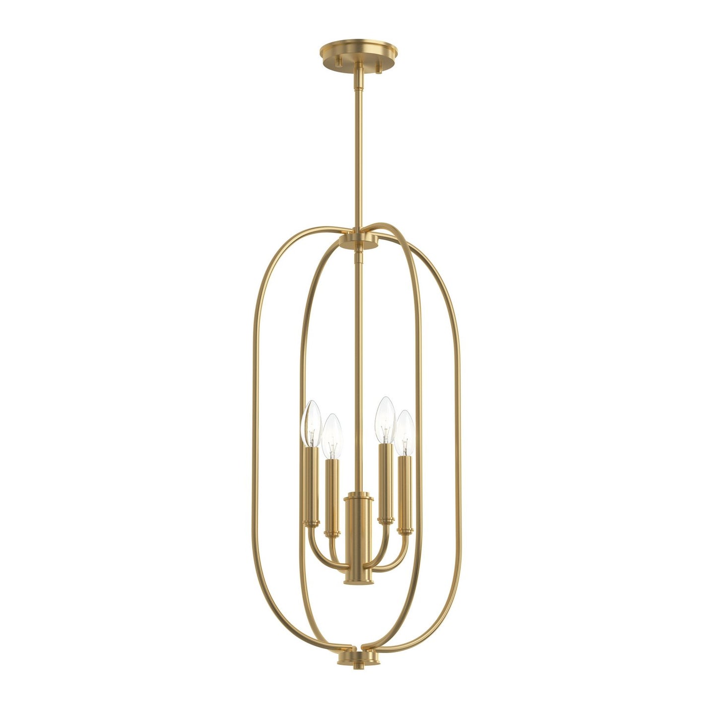 Reines Four Light Foyer Pendant in Brushed Gold