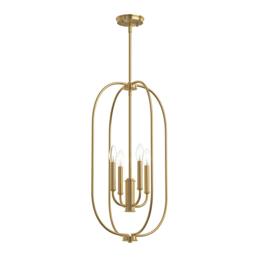Reines Four Light Foyer Pendant in Brushed Gold