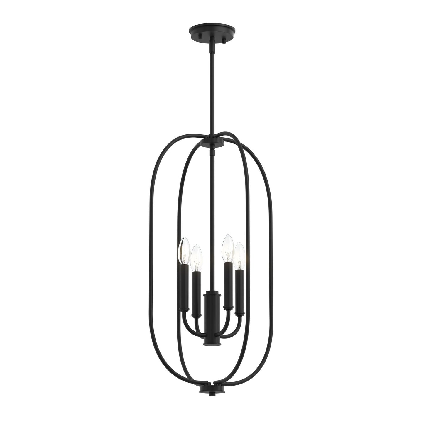 Reines Four Light Foyer Pendant in Matte Black