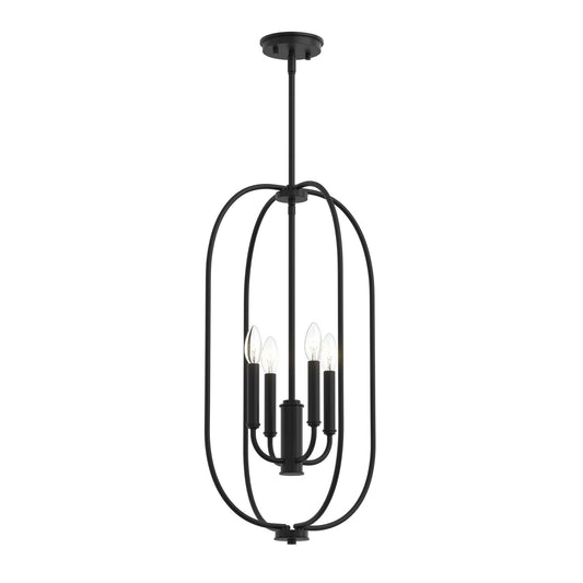 Reines Four Light Foyer Pendant in Matte Black