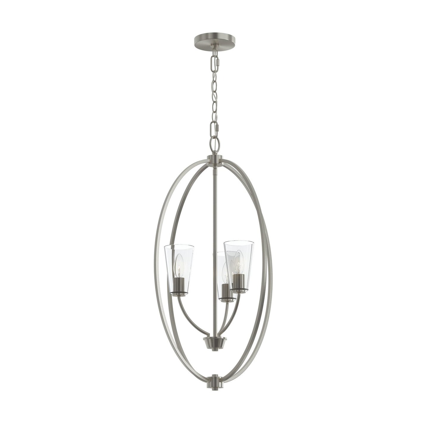 Jheni Three Light Foyer Pendant in Brushed Nickel