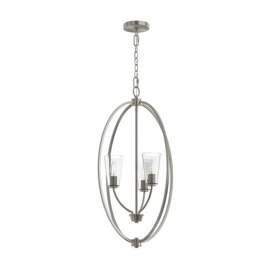 Jheni Three Light Foyer Pendant in Brushed Nickel