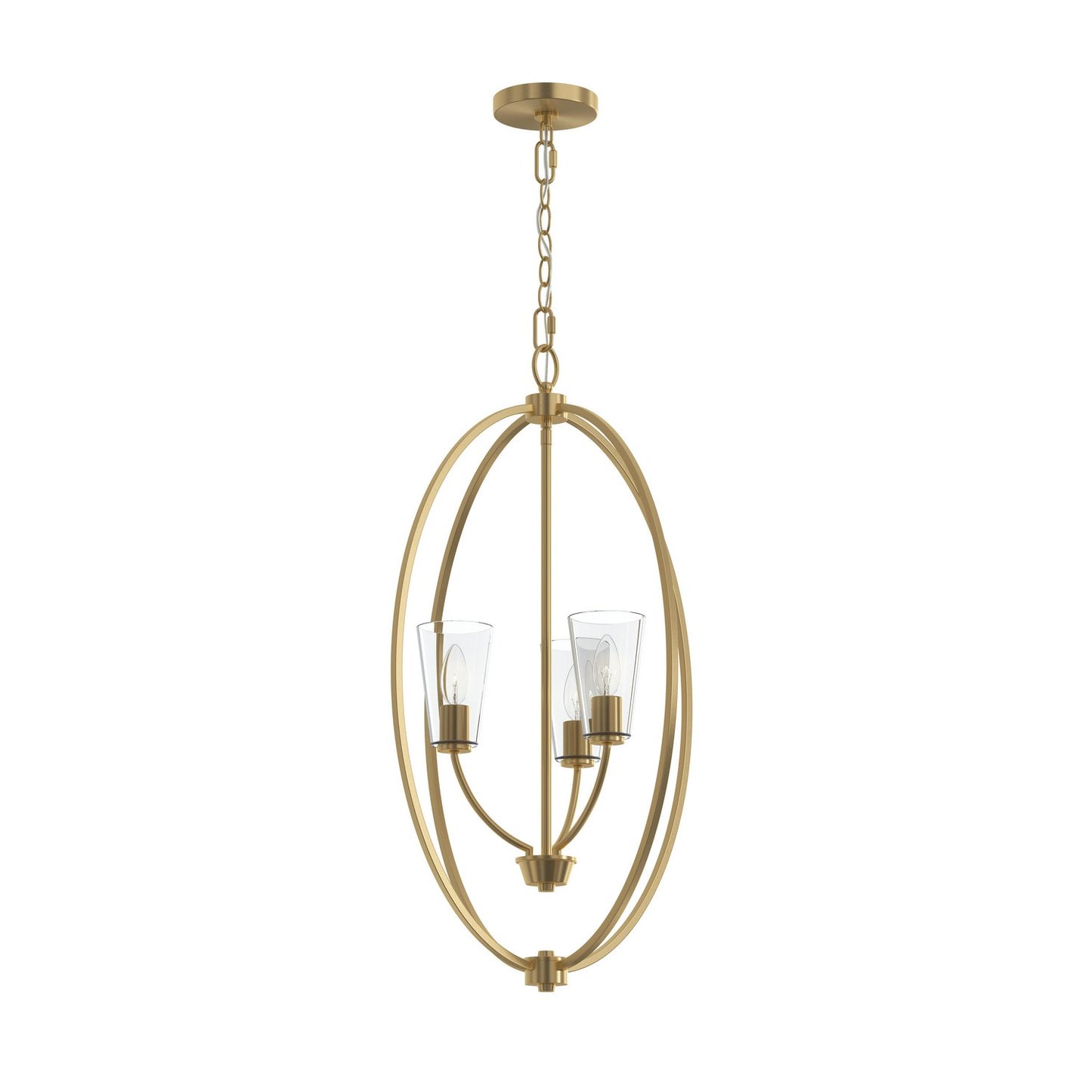 Jheni Three Light Foyer Pendant in Brushed Gold