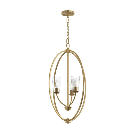 Jheni Three Light Foyer Pendant in Brushed Gold