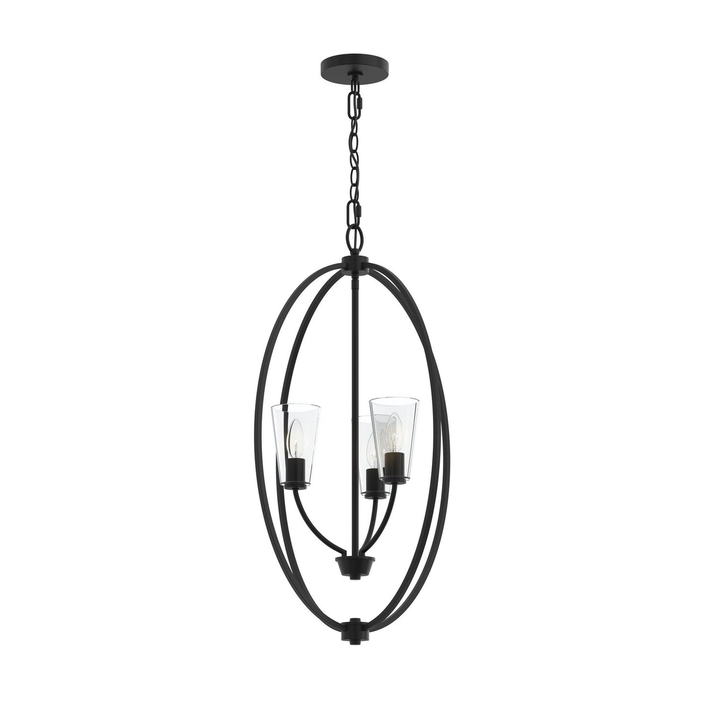 Jheni Three Light Foyer Pendant in Matte Black