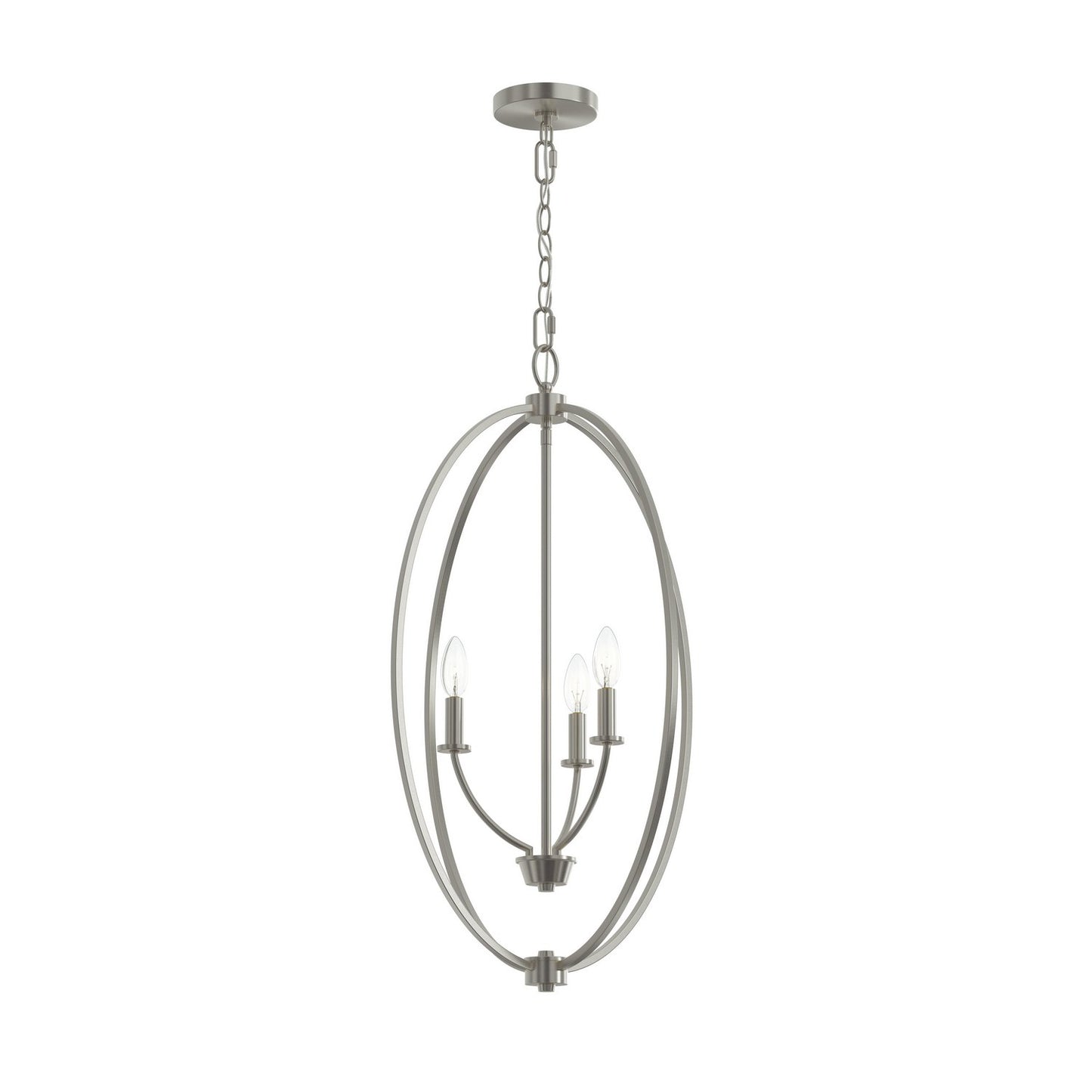 Jheni Three Light Foyer Pendant in Brushed Nickel