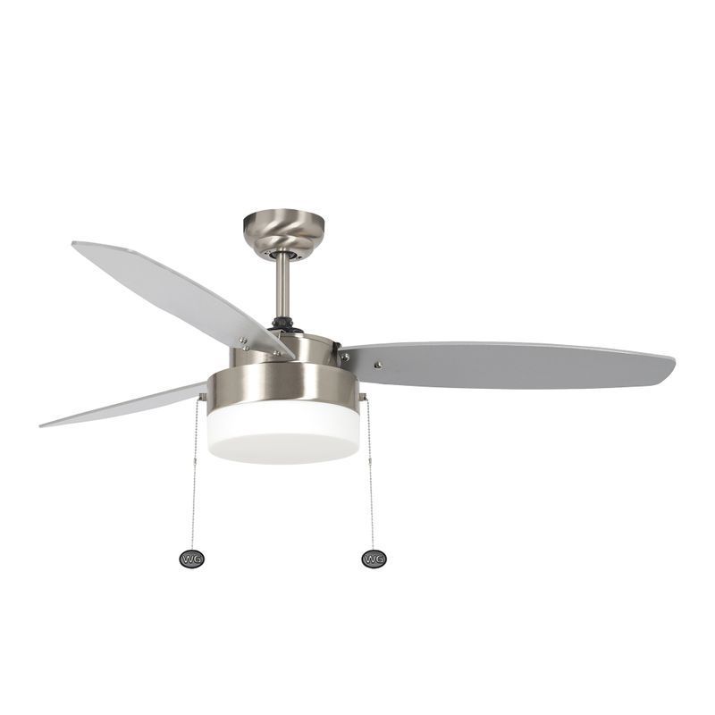 52" Ceiling Fan in Brush Nickel Housing, Silver/Walnut