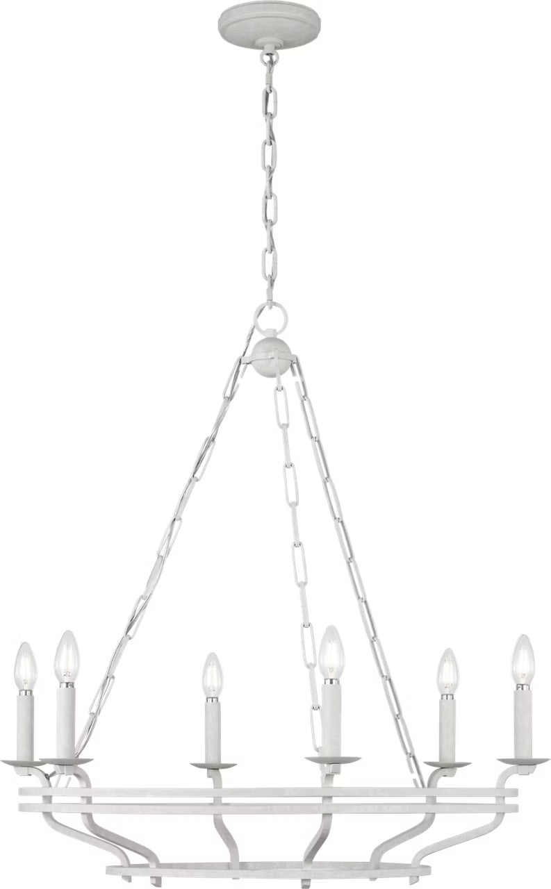 Brighton Six Light Chandelier in Aged Pewter