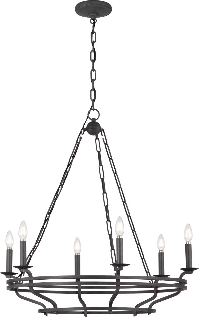 Brighton Six Light Chandelier in Italian Rust