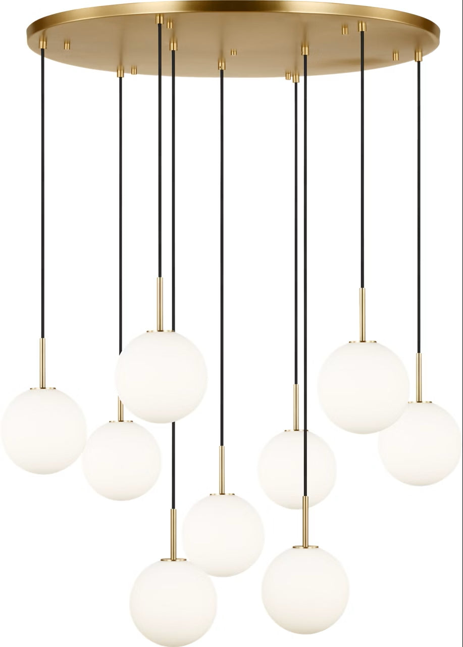 Sorelle Nine Light Chandelier in Estate Brass
