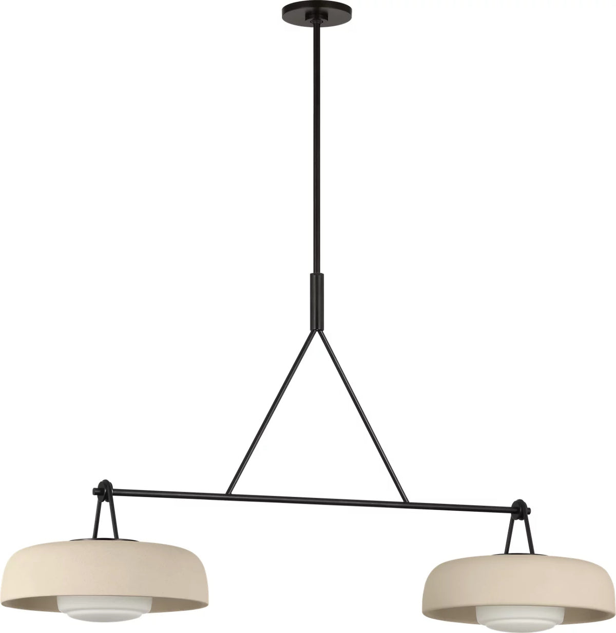 Liora Two Light Linear Chandelier in Aged Iron
