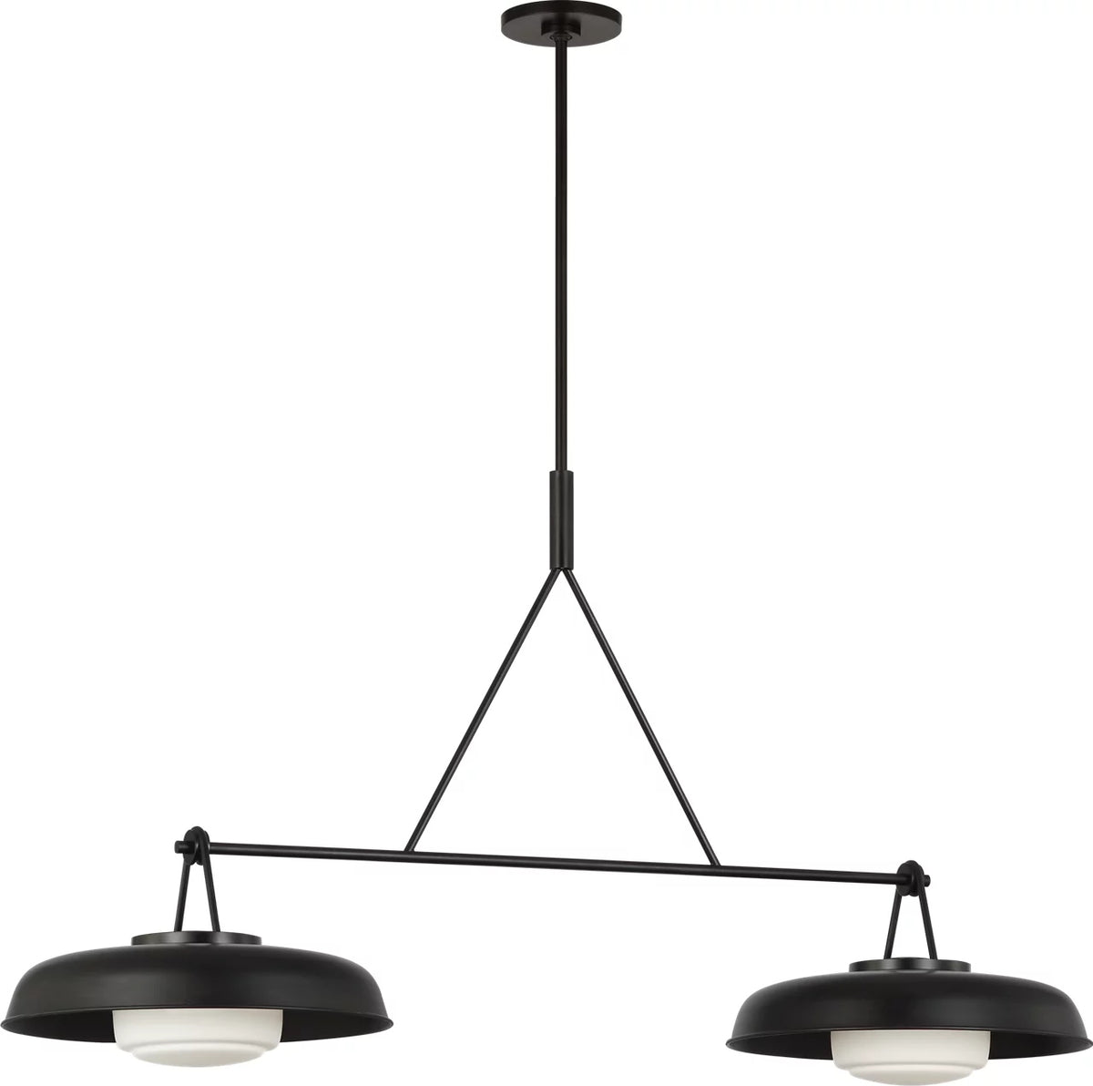 Liora Two Light Linear Chandelier in Aged Iron