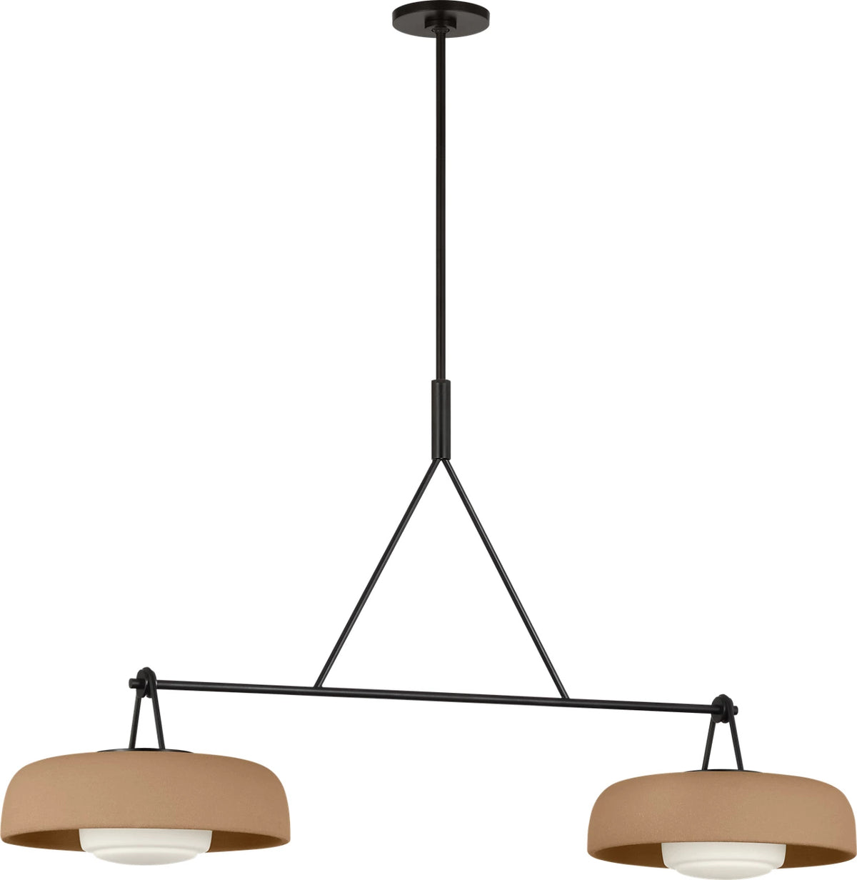 Liora Two Light Linear Chandelier in Aged Iron