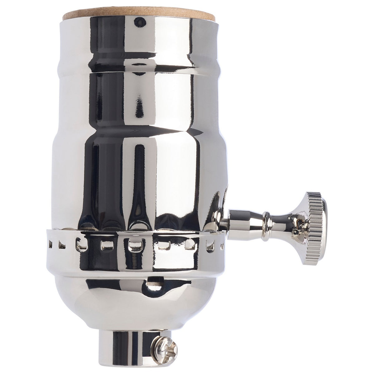 Satco 90-1670 On-Off Turn Knob Socket w/Removable Knob, Polished Nickel